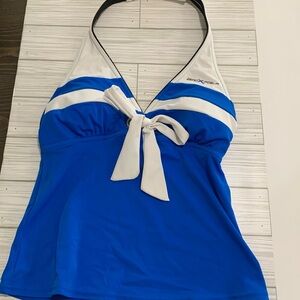 Zero Xposure Blue White Halter Tankini Sz 6 Top Only New‎
